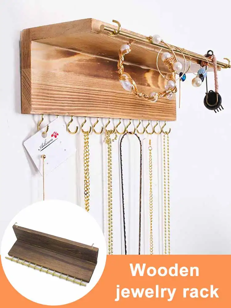 

Wooden jewelry hanging rack American small jewelry necklace earrings display rack collection earrings to be placed