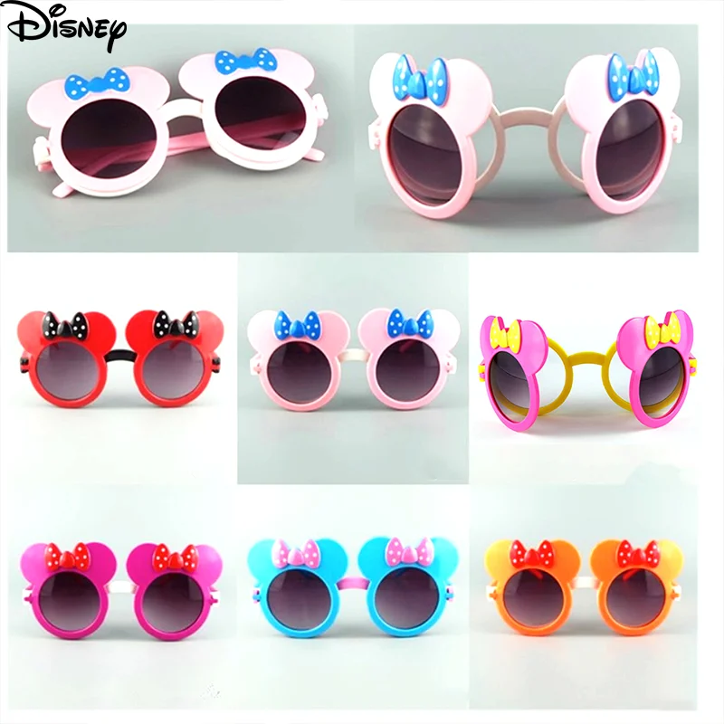 Mickey Disney Children's Sun Glasses Boys Girls Safety Kids Bow Sunglasses Flip Visor Mirror UV Protection Baby Eyewear Gift Toy |