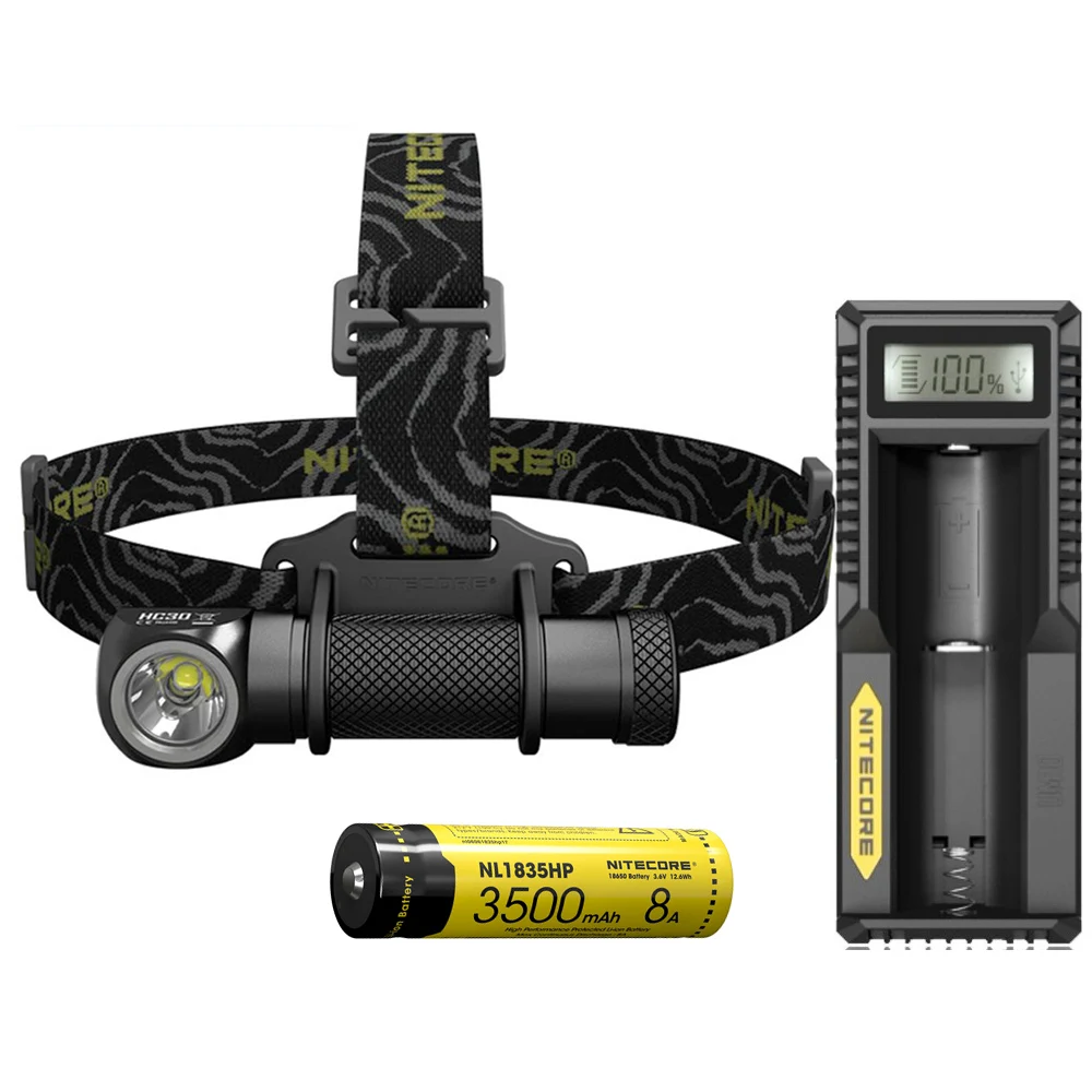 Налобный фонарь NITECORE HC30 CREE XM-L2 U2 max 1000LM с аккумулятором 18650 3500 мАч, новое зарядное устройство I2 - Испускаемый цвет: HC30 NL1835HP UM10