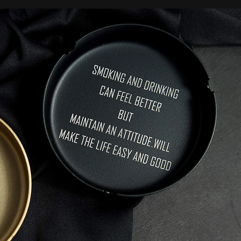 10 шт. Золотая/черная пепельница для курения с логотипом на заказ алюминиевая