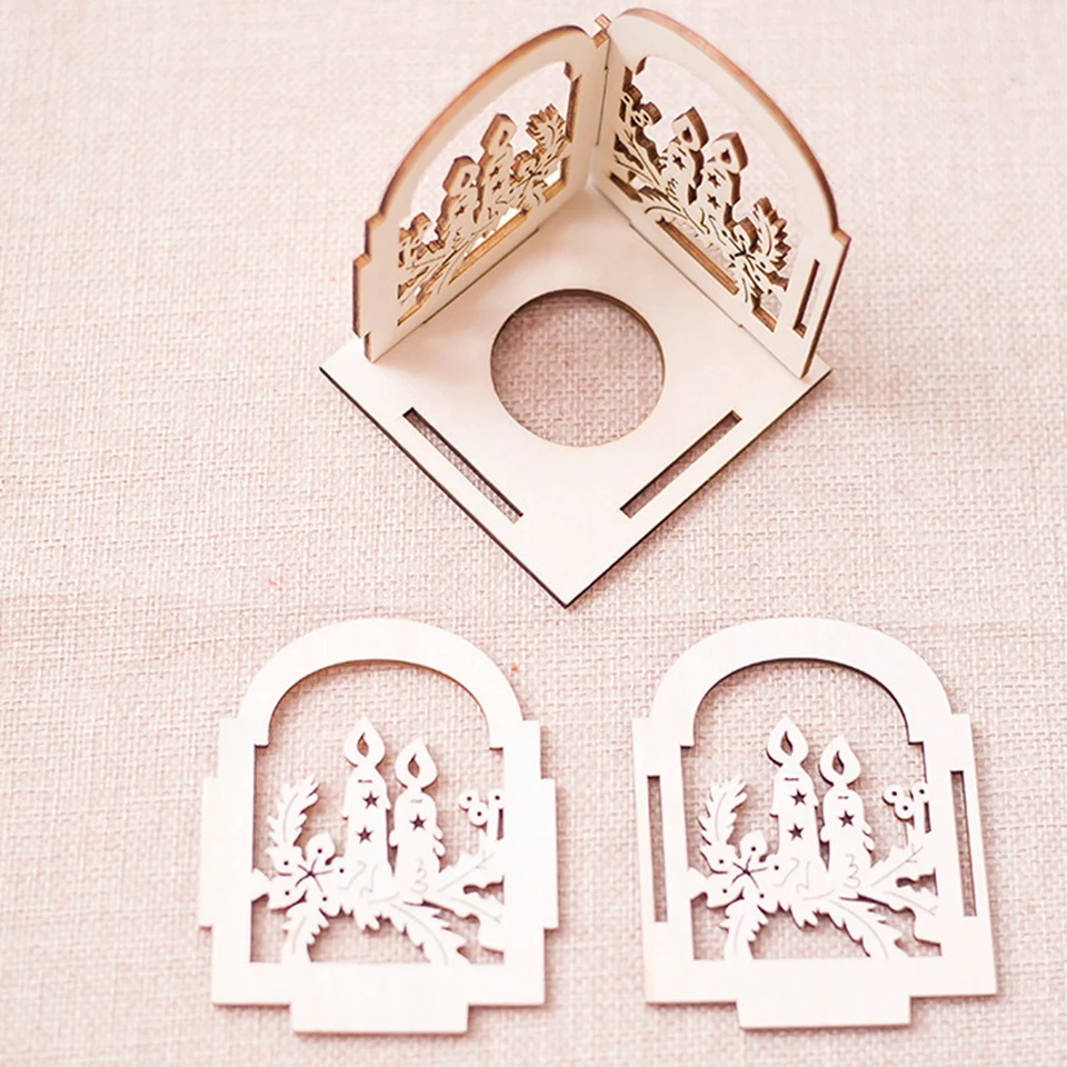 Рождественский полый подсвечник деревянный креативный МДФ доска подарки Свеча