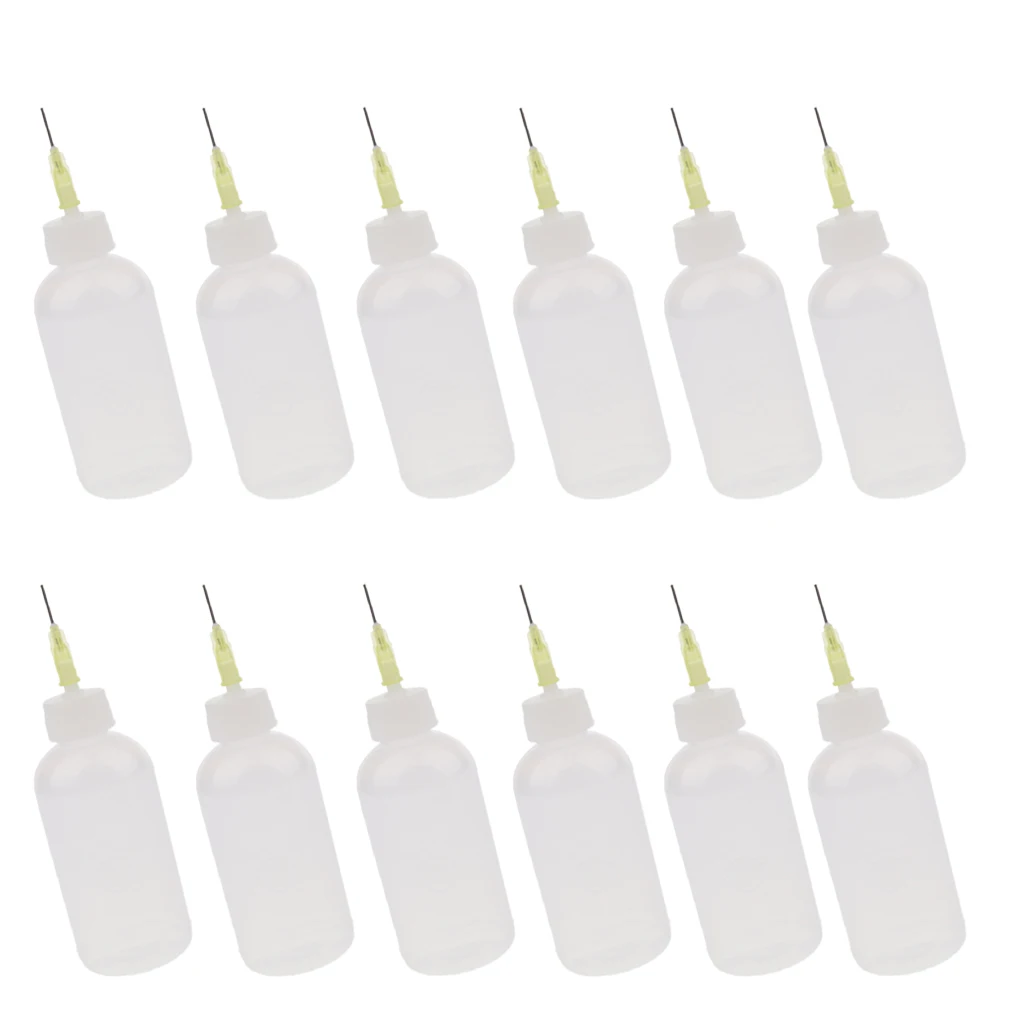 

12pcs 50ml Glue Applicator Bottle Precision Needle Tip Liquid Dropper Bottle