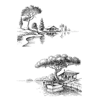 daboxibo tree and boat on the shore clear stamps mold for diy scrapbooking cards making decorate crafts 2020 new arrival