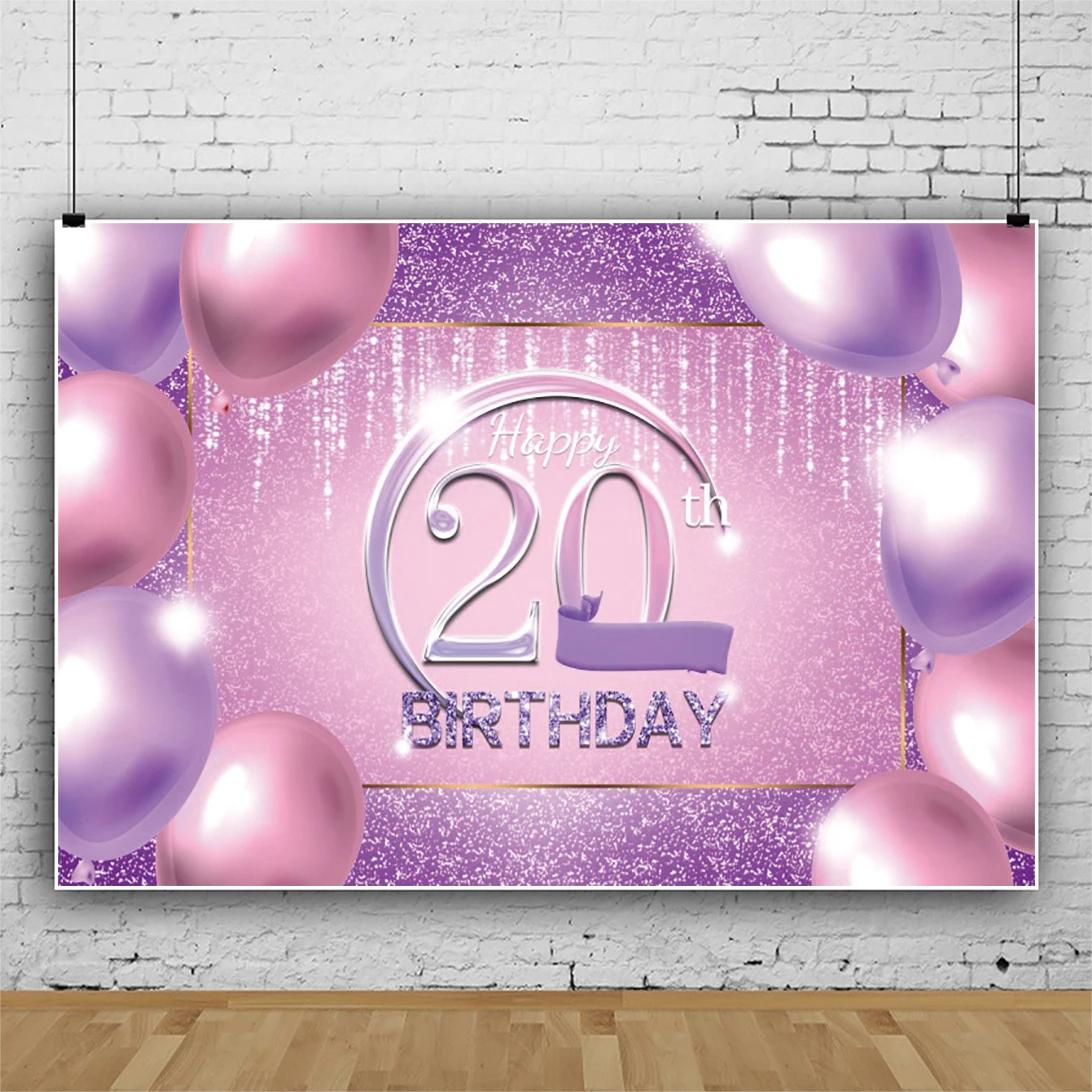 

Laeacco празднование 20-го Дня Рождения Вечеринка Блестки кисточка индивидуальный постер фиолетовый Шарон фото Фон фотографии фоны