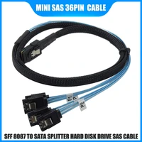 mini sas 36pin sff 8087 to 4 sata adapter multi lane forward internal cable 100cm 12gbps transmission rate 6gbit of sas cable
