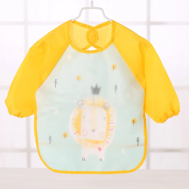 style2 lion Хлопковые Мультяшные детские нагрудники, водонепроницаемые, для малышей, для малышей, для кормления, с длинными рукавами, слюнявчик для мальчиков и девочек - Цвет: style2 lion