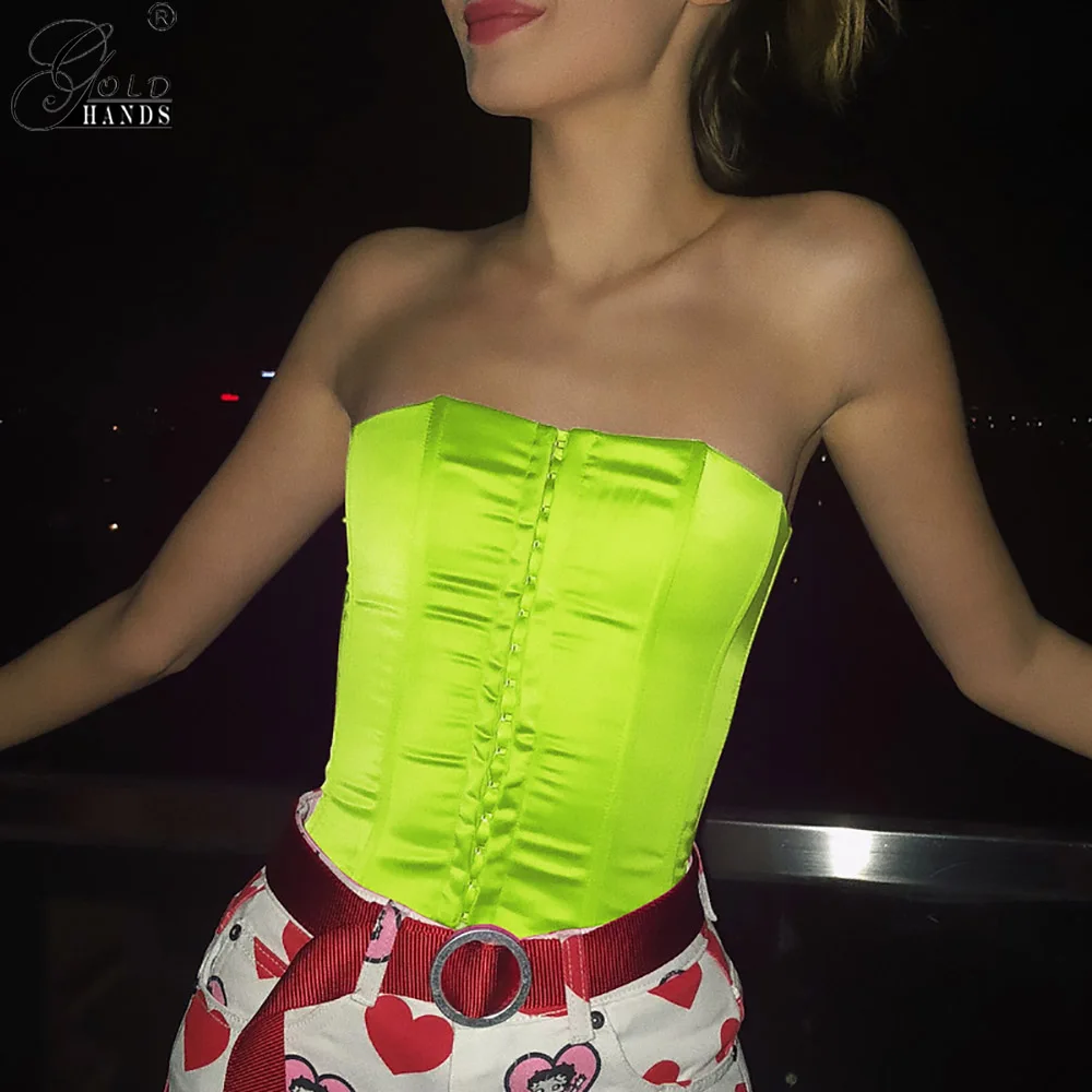 Женский бандажный Топ винтажный короткий топ с завязками на спине золотыми