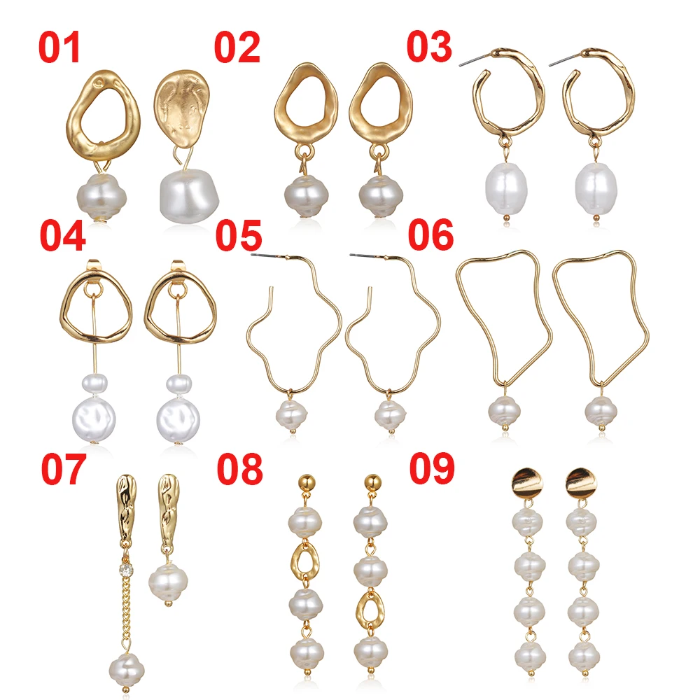 1 пара корейский дизайн женские серьги с барочным жемчугом металлические