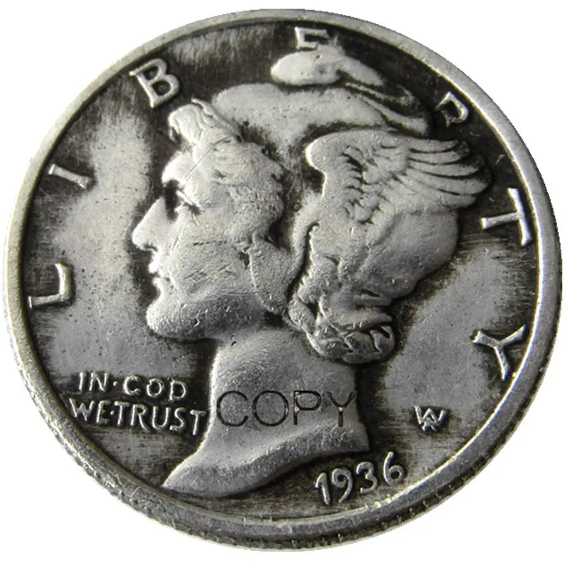 

US 1936 P/S/D Mercury Посеребренная копировальная монета