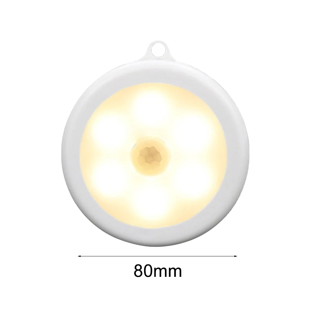 1/3/6pcs 6 LEDs Motion Sensor Cabinet Light Dia 80mm Wireless Detector Auto On/Off Lamp Protect Eye New | Освещение