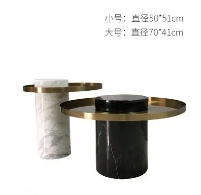 

Round natural marble tea table stainless steel sofa edge several customizable brushed brass high and low tea table