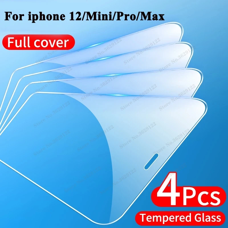 

Сверхтонкое закаленное стекло с полным покрытием для iPhone 12 mini 12 Pro 12 Pro Max 2020, 4 шт.