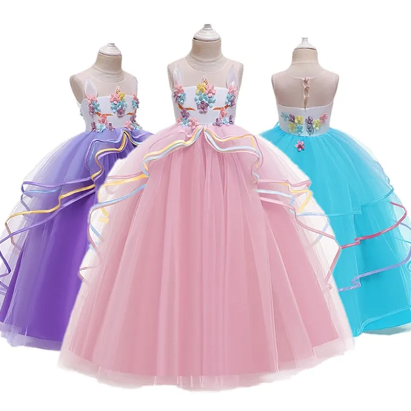 Фэнтези Единорог Платье для девочки принцесса вечерние платья костюм на