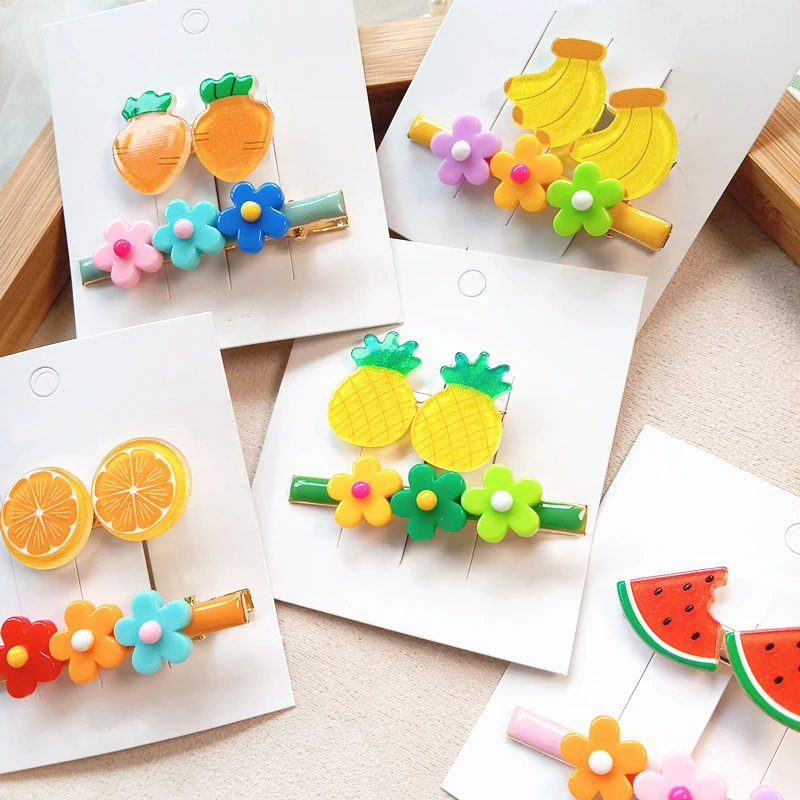 

Elegant style Combined small flower fruit color hairpin duckbill clip candy color Korean cute headdress