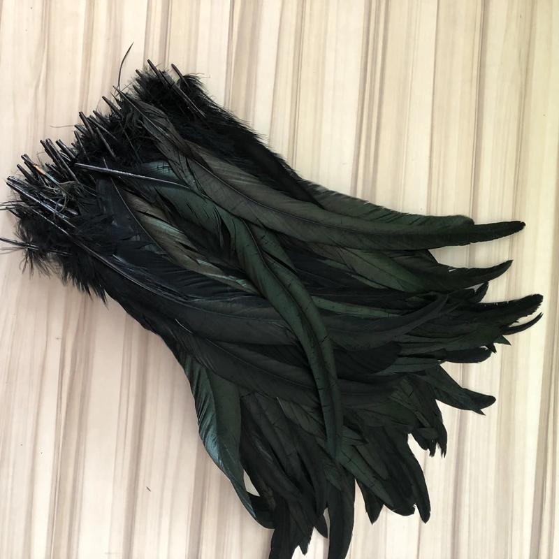 Натуральные перья петуха хвоста черного цвета 25-30 см 100 шт. | Дом и сад
