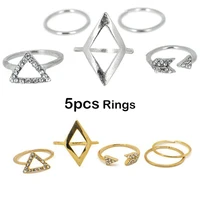 5pcs gold rings casual simple metal accessories on fingers vintage geometric fashion jewelry wedding gifts for girls rings set