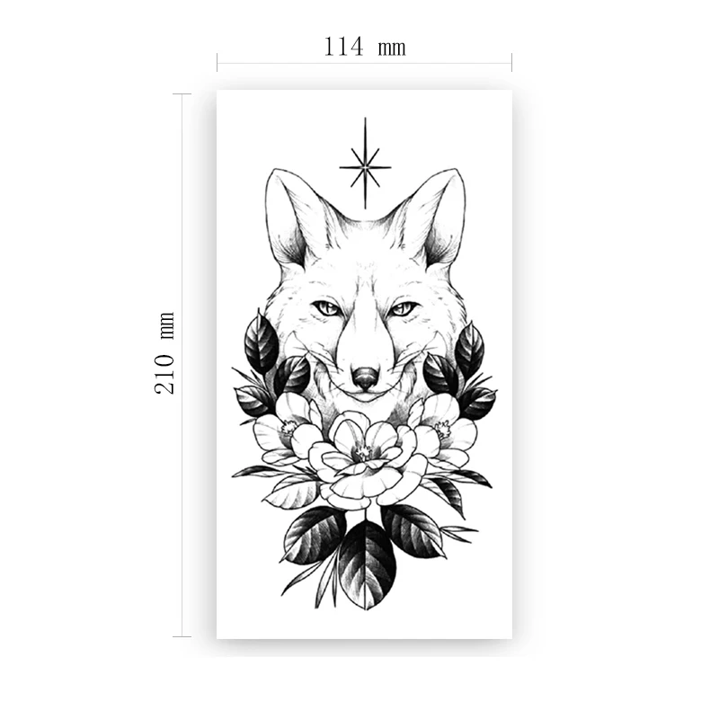 

Waterproof Temporary Tattoo Sticker Compass Plain Flower Arctic Fox Leaves Fake Tattoos Flash Tatoos Arm Body Art for Women Men
