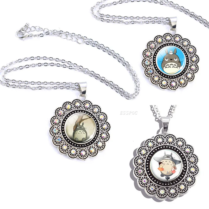 Ожерелье из аниме манги Мой сосед Тоторо стеклянный кабошон студийная подвеска