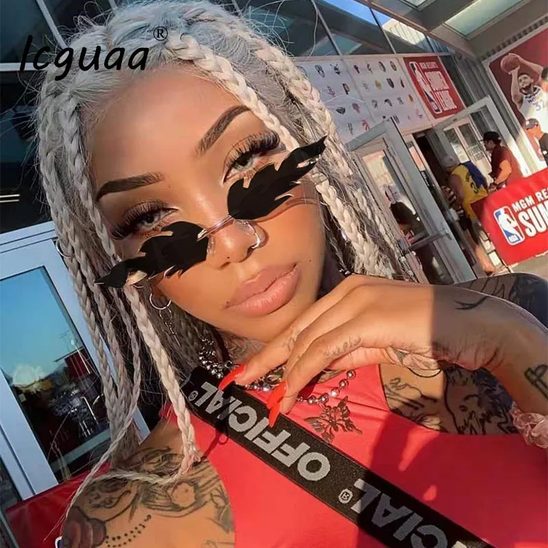 Очки солнцезащитные без оправы для мужчин и женщин модные зеркальные узкие