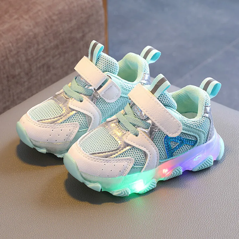 

Baby Led Light Shoes Breathable Mesh Soft Bottom Girls Sneakers Boys Wear-resistant Kids Sneakers Luminous Children Sport Shoes
