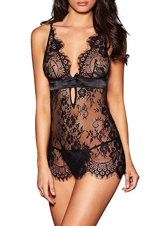 

Sexy Lingerie Backless Latex Lace Babydoll Open Crotch Underwear Black Lingerie Rhinestone Bra Straps Extenders Shoulder Cross