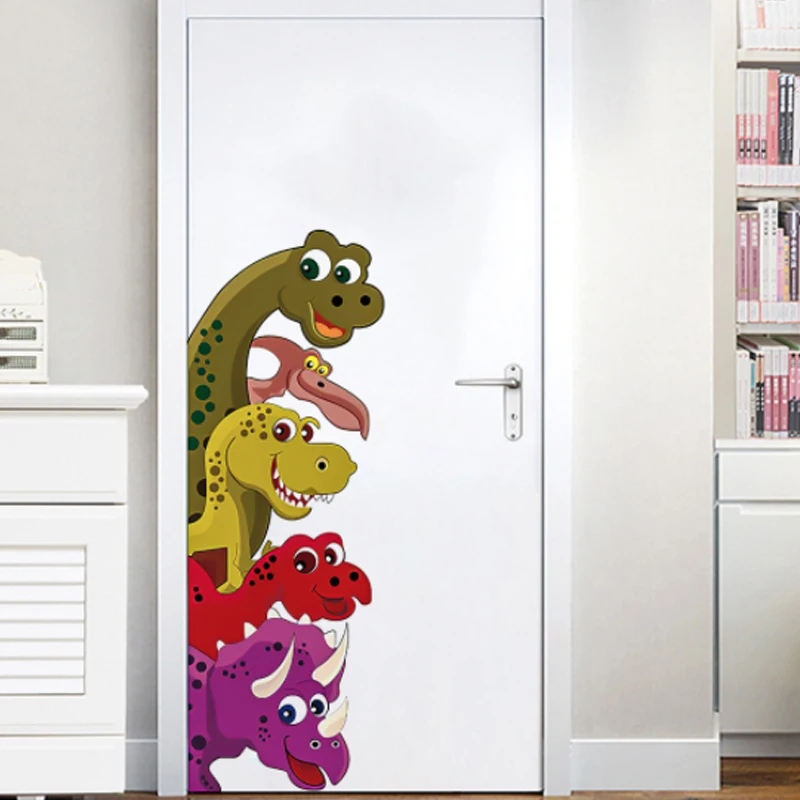 

Funny Probe Dinosaur Behind The Door Room Decor Wall Decals Stickers Children Nursery Kids Bedroom Living Room Mural Wall Art