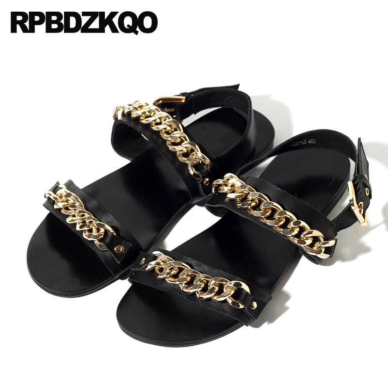 2018 Runway шпилька дизайнер плоские Известный бренд ремень Римский обувь черный