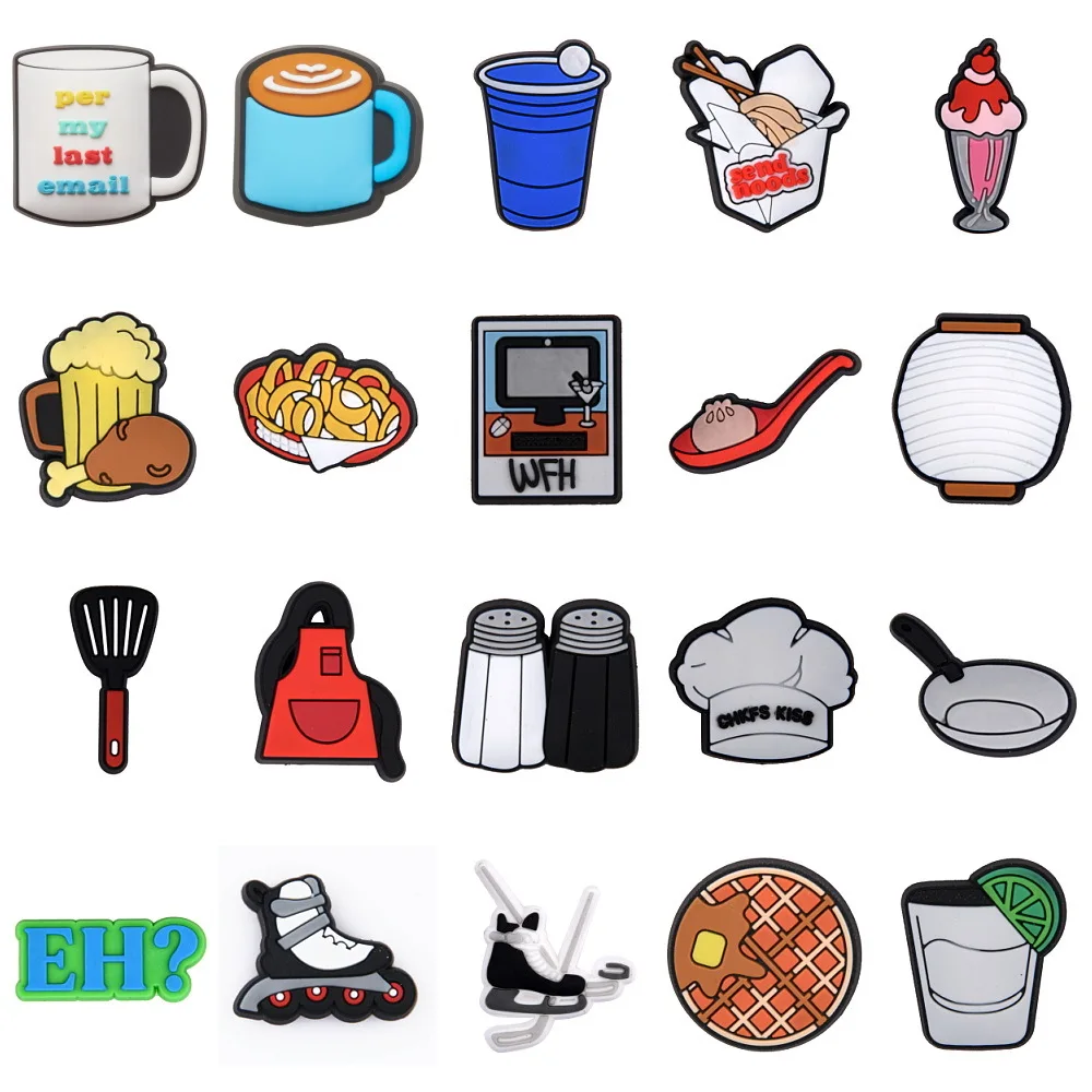 Novelty Coffee Food Shoe Charms Accessories Texas Money Death Beer PVC Decoration Designer For Croc JIBZ Kids Party Gift | Обувь