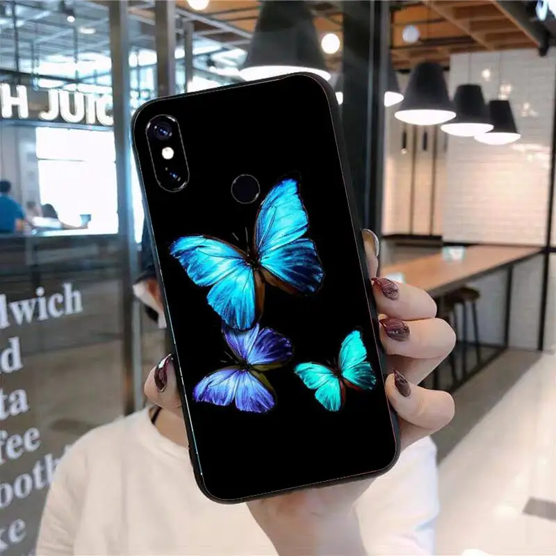 

Cute butterfly blue Phone Case For Xiaomi Redmi 7 8 9t 9se k20 mi8 max3 lite 9 note 9s 10 pro