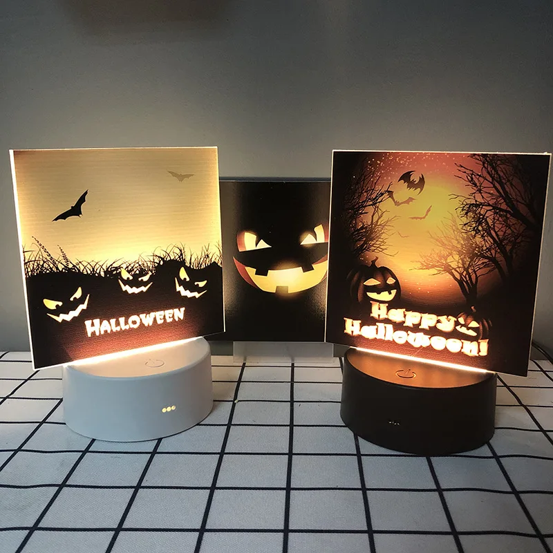 

Halloween Decoration Led Lamps Lighting Halloween Pumpkin Bats Lamp Pattern Scene Arrangement Props Night Decoration For Garden