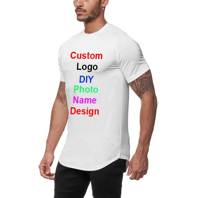 

Design Brand Logo/Picture Customized Mens Trend Casual Clothing Cool Tee Shirt Short Sleeve Fitness Mesh Quick Dry Shirts