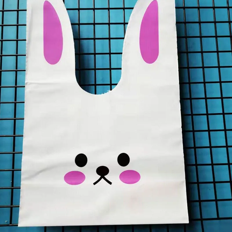 AQ 13*22cm Cute Big Eyes Purple Dimple Well-behaved White Rabbit Face Long Ears Cookies Nougat Goodie Bags Candy Packaging Bag