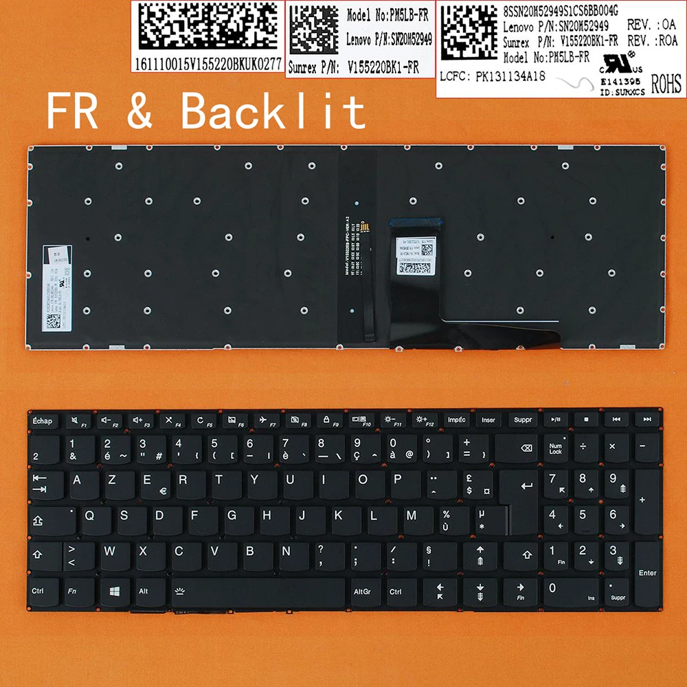 Новая черная клавиатура для ноутбука Lenovo Ideapad 310 15IKB 15ISK 15ABR 15IAP с подсветкой