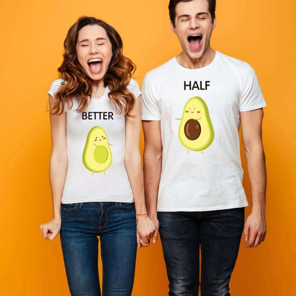 OEAK/Семейные комплекты парные футболки с коротким рукавом и принтом авокадо для