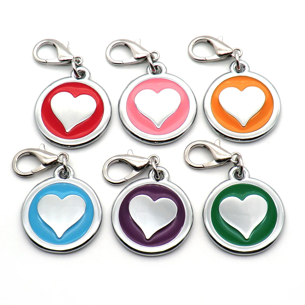 Heart 100 шт., на заказ, выгравированные бирки для собак, кошек, собак, ID, Paw Bone, именная бирка, персонализированная для имени собаки, пустая табличка, бирка - Цвет: Heart