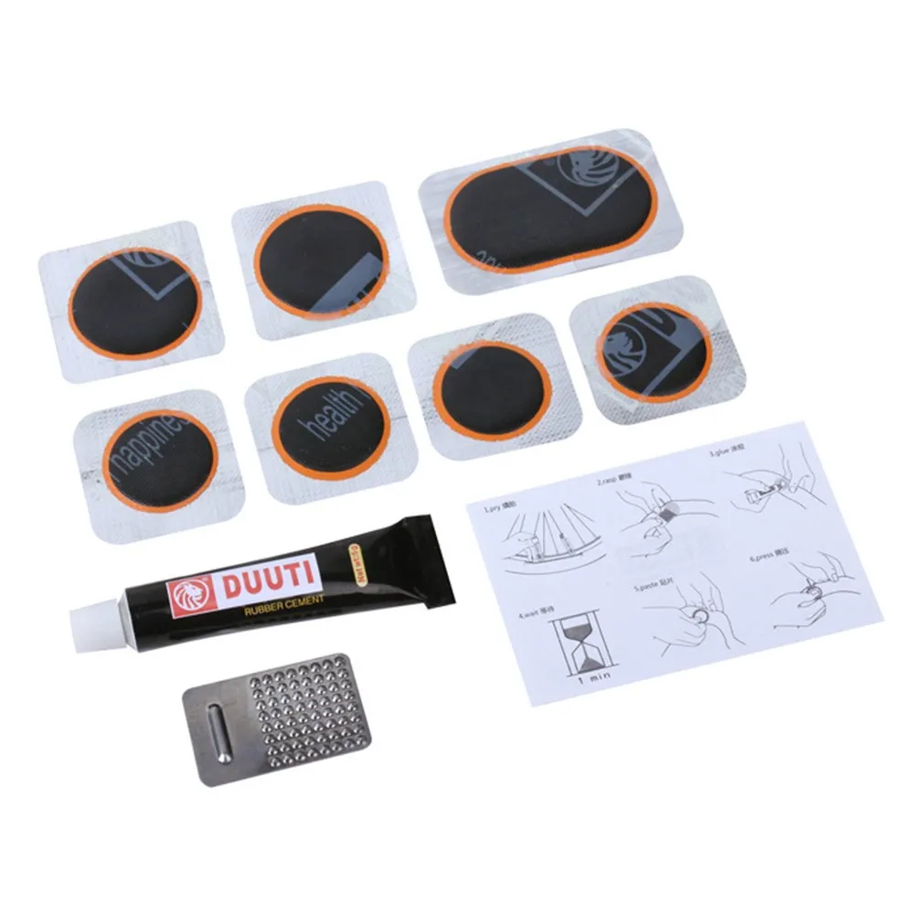 

1set Patch Tools Bicycle Inner Tube Flat Puncture Rubber Patch Vulcanizing Glue Grinder Bike Repair Kit Cycling Accessories Part