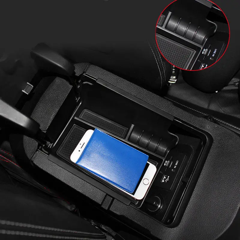 Черный ящик в салон для хранения подлокотнике держатель Ford Mustang 2015 2016 2017