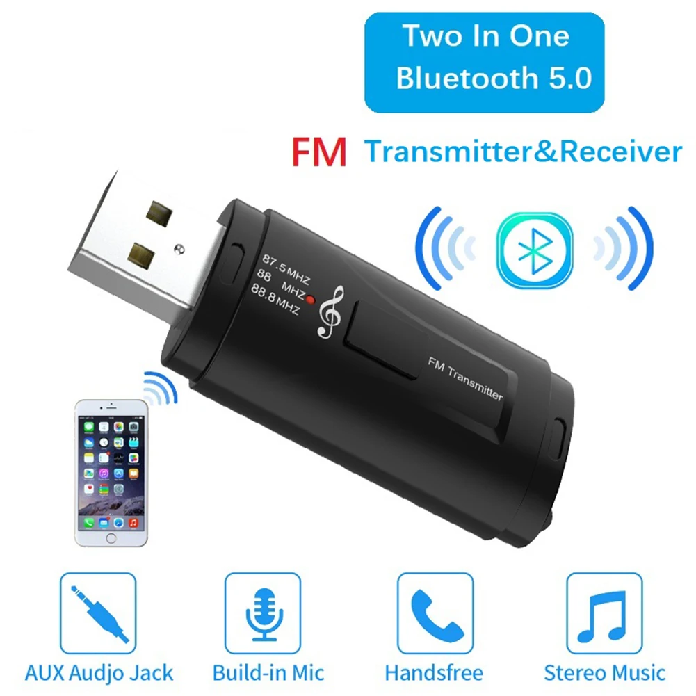 2 в 1 FM-передатчик автомобильный Bluetooth-совместимый приемник 5 0 USB FM-модулятор 3 мм AUX