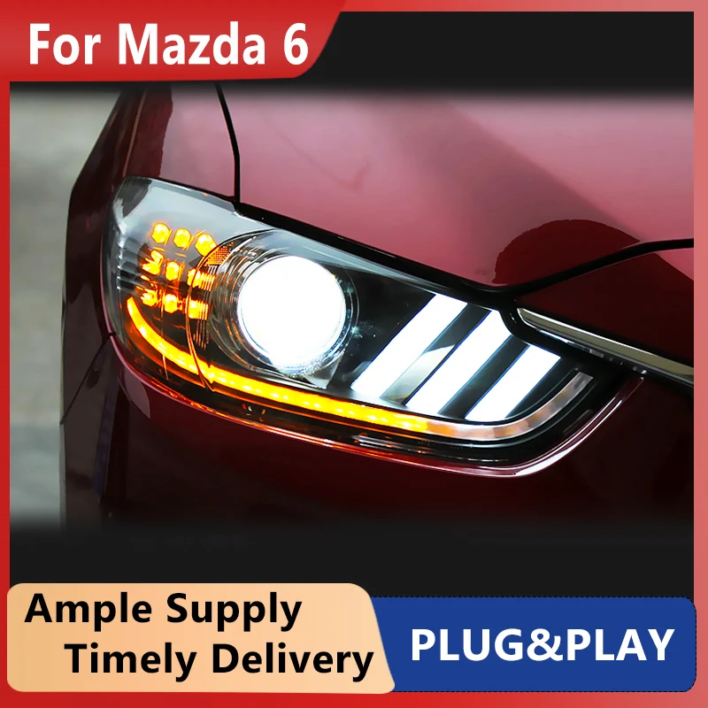 

Автомобиль Стайлинг для Mazda 6 Atenza светодиодная фара 2013-2017 Mustang дизайн светодиодный DRL Hid фара ангельский глаз Биксеноновые аксессуары