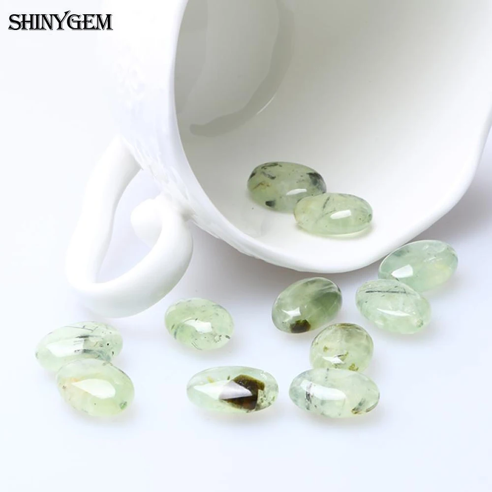 

10pcs 13*18mm Pale Green Natural Flat Oval Prehnite Stone Beads DIY Jewelry Finding Crystal Beads For Making Necklaces Bracelets