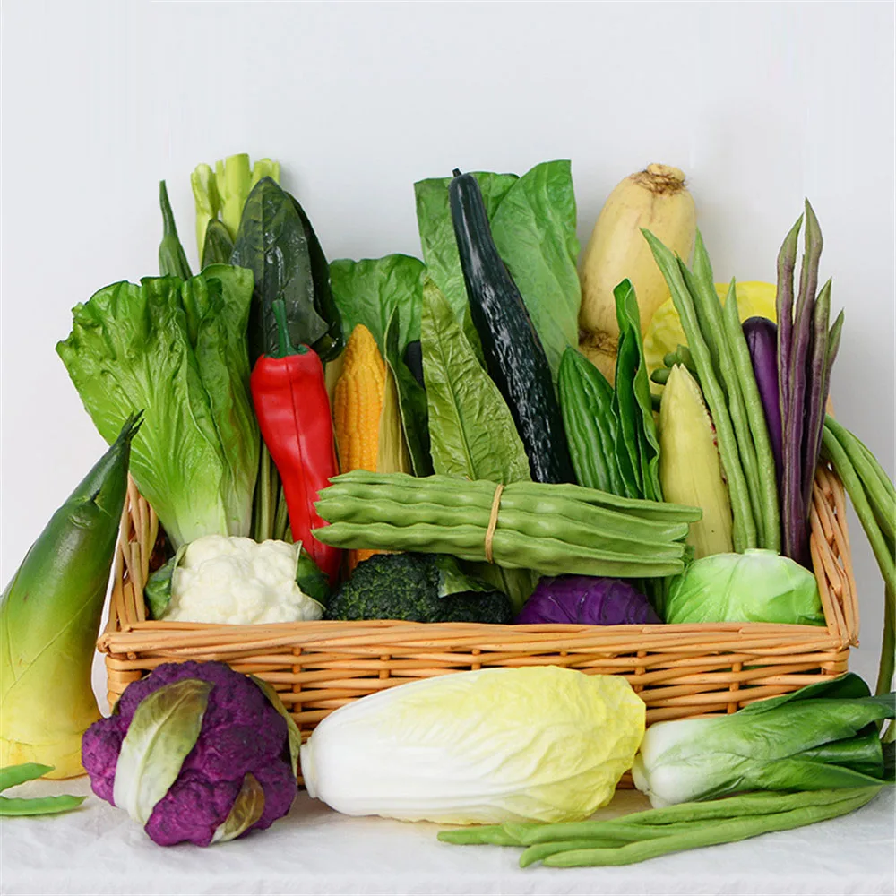 

broccoli cauliflower cabbage green vegetables chinese leaves cucumber pepper lettuce green bea peas fake artificial Vegetables