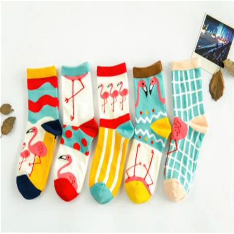 Сетчатые фламинго вертикальные в горошек волнистые маленькие хлопковые чулки