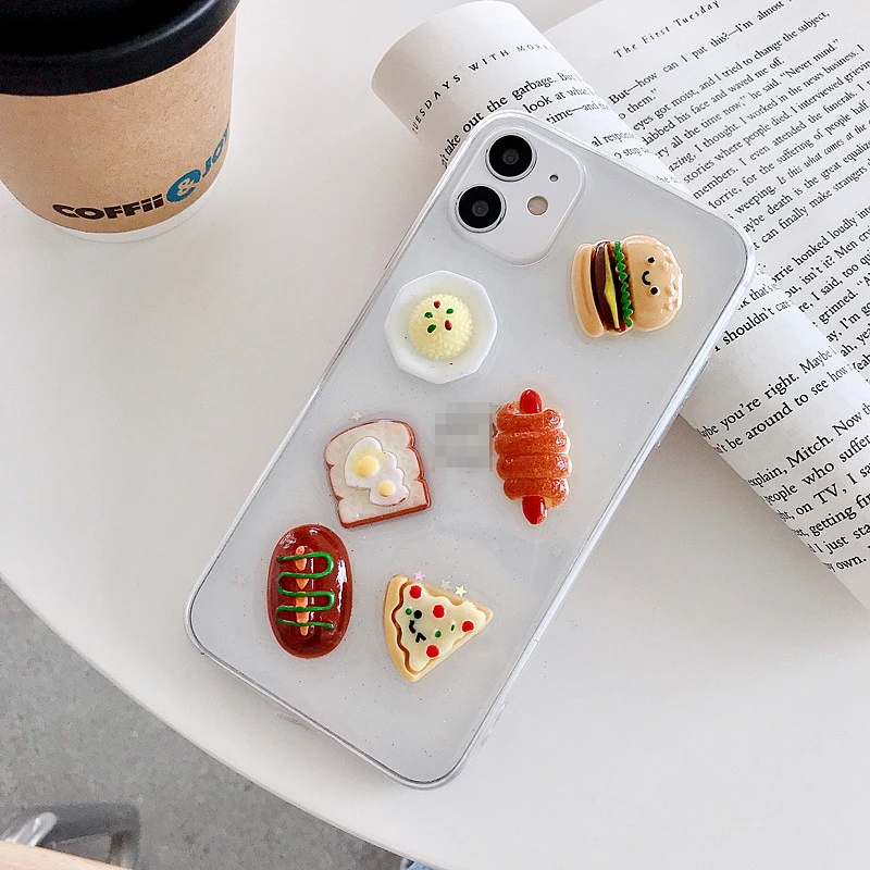 

Cute 3D Carton dolphin Phone Case for iphone X XS Max XR 8 7 plus 11 Pro Max Cute 3D Clear Hamburger Food Soft Cover Case