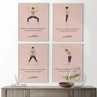 yoga poses poster girl fitness inspire motivation sport art prints ashtanga motion canvas painting gym room wall picture decor