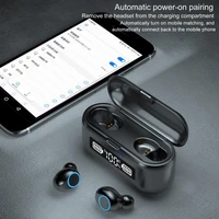 abs durable black bluetooth compatible earphone led power digital display for calling