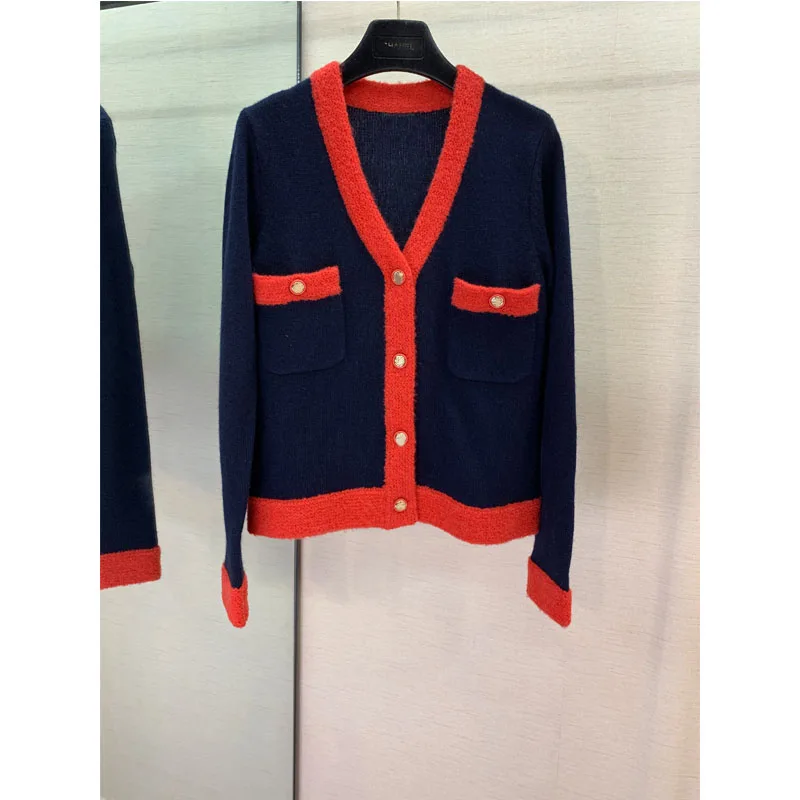 2019 autumn new COCO fashion track clothing female temperament wool blend cardigan |
