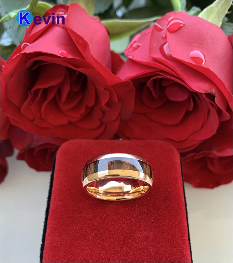Розовое золото купольная лента Вольфрамовая Свадебная для мужчин женщин с
