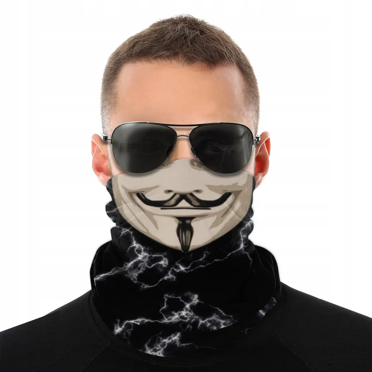 

V For Vendetta Scarf Half Face Mask Men Women Fashion Neck Warmer Esqueletico Tubular Bandanas Protective Headband Biking Hiking