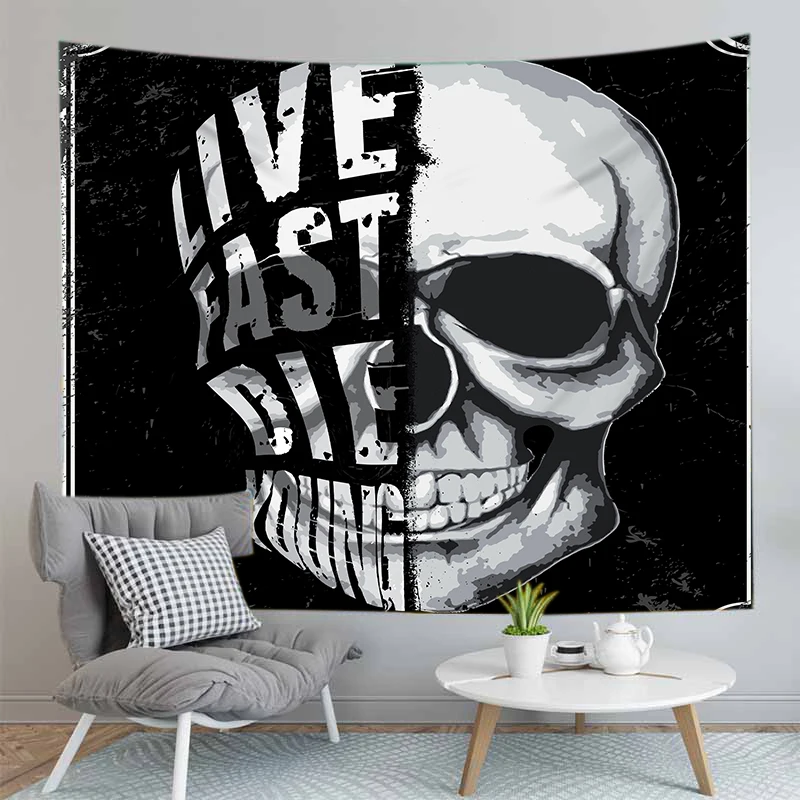 

Skull Tapestry Carpet Wall Hanging Beach Towel Blanket Home Decor Cloth Yoga Mat