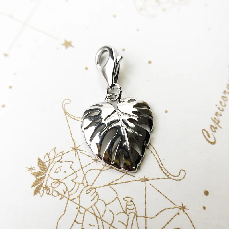 

Monstera Leaf Charm New Hot Sell Europe Fine European 925 Sterling Silver Pure Romantic Jungle Style Gift Fit Bracelet For Women